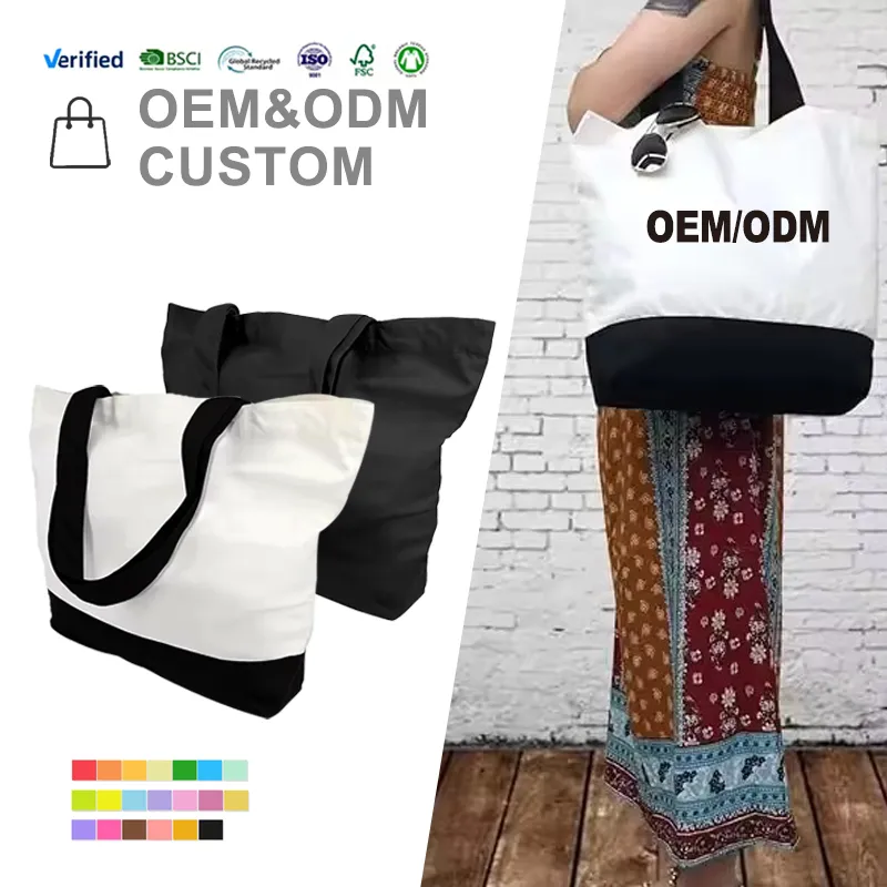 Super Strong Large Cotton Canvas Tote Bag, Reusable Grocery Shopping Cloth Bags, Fashionable Two